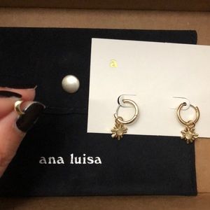 *Never worn* Ana Luisa gold moonstone huggie hoops and a gold moon stud